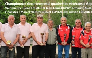 Résultats du championnat départemental quadrettes vétérans