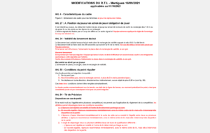 Modifications du règlement au 1er octobre 2021