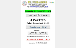 Triplettes challenge COURLEUX - Dimanche 21 janvier 2023
