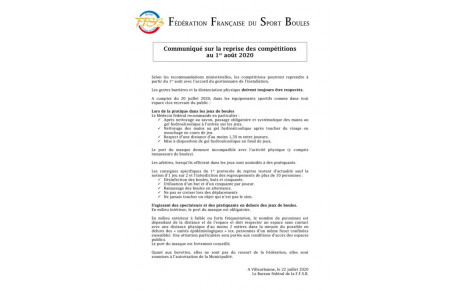 Reprise des compétitions au 1er août 2020