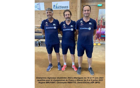 Championnats régionaux Doublettes à MARTIGUES les 10 et 11 juin 2023