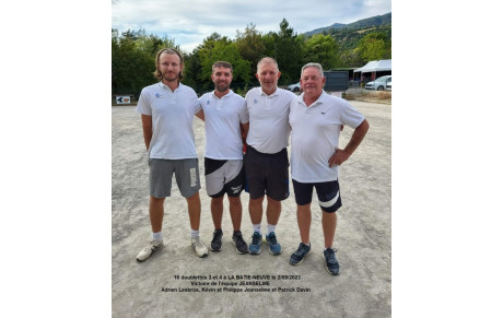 Victoire de l'équipe JEANSELME au 16 quadrettes à la BÂTIE-NEUVE du 2/09/2023