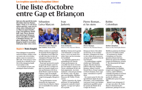 Trophées sportifs Dauphiné Libéré octobre 2023