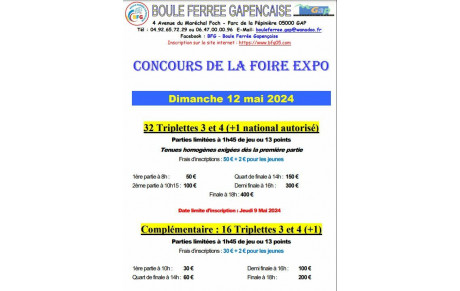Dimanche 12 mai : 32 triplettes 3ème et 4ème division (+1 nat)